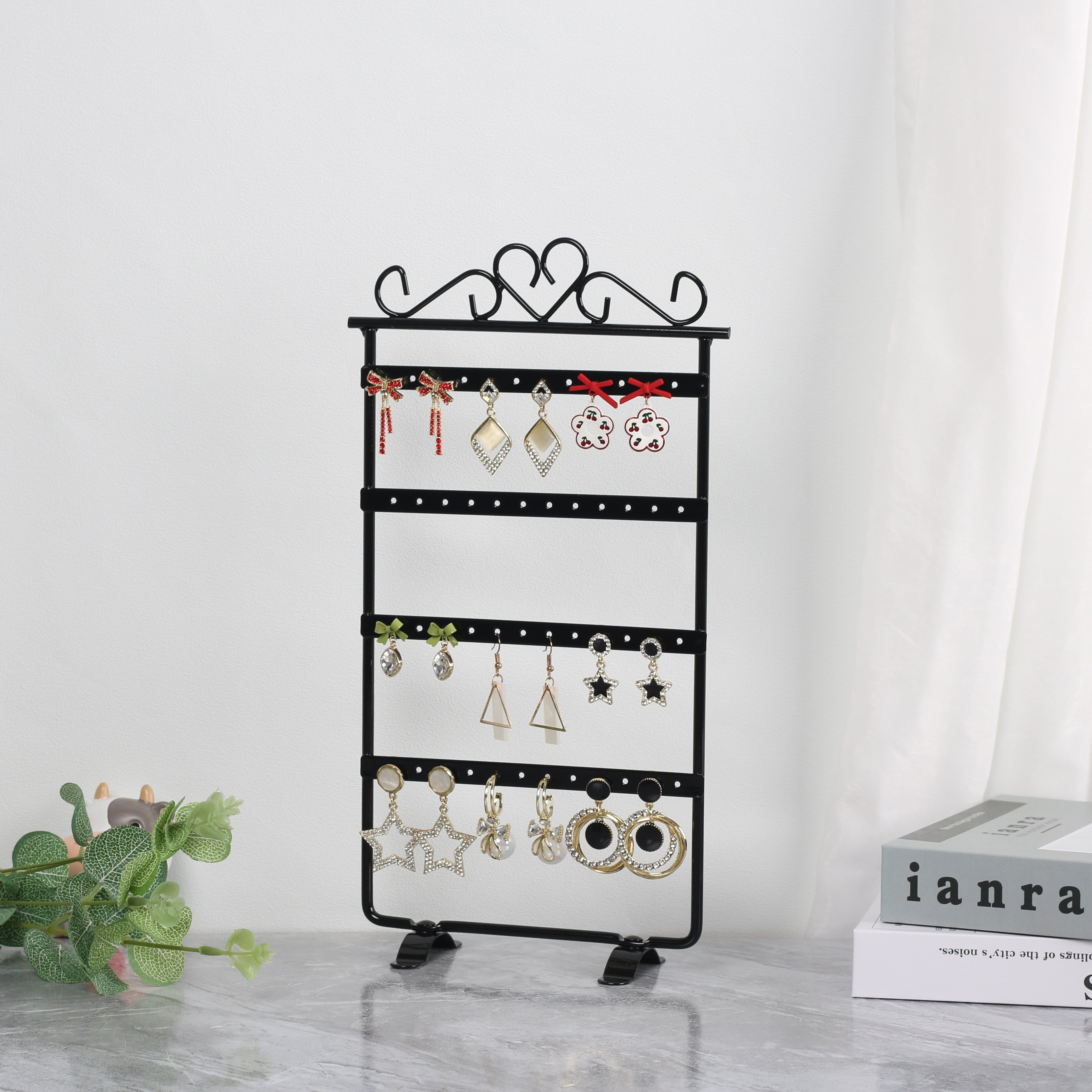 Exhibidor de joyería de arte en hierro para almacenamiento y organización de pendientes 16.5cm 30cm