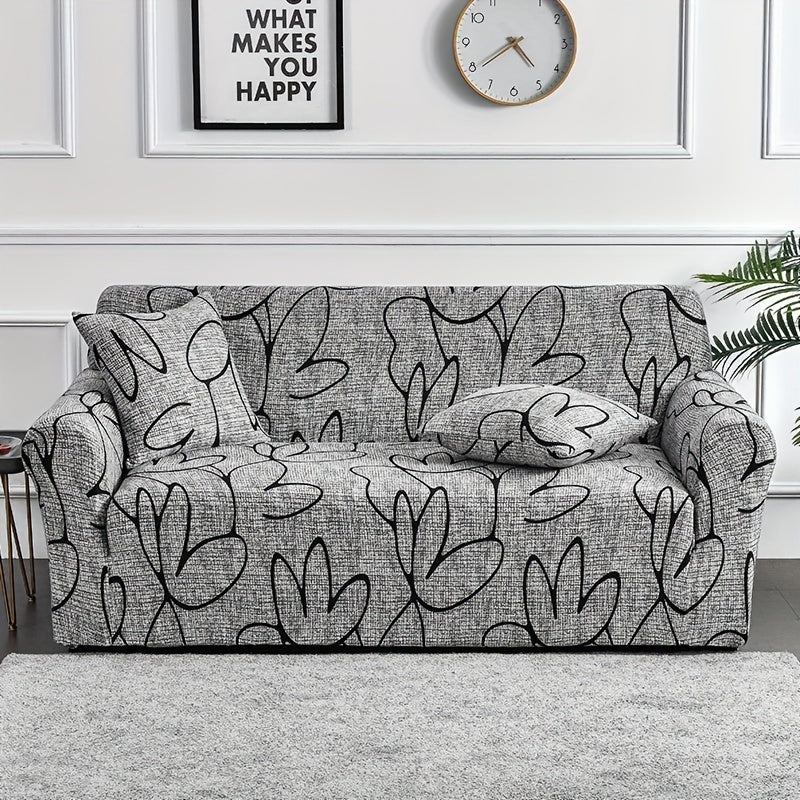 Эластичный чехол для дивана с принтом листьев для защиты от скольжения и декора в гостиной.