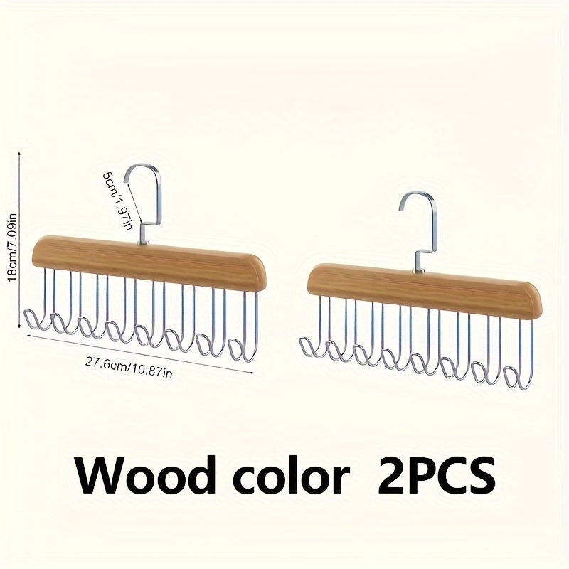 Wooden Clothes Hanger with 8 Wave Hooks for Bras and Accessories Unfinished