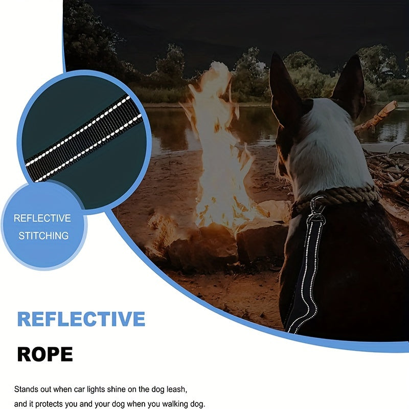 Correa para perros con asas acolchadas, hilos reflectantes, 4 en 1, multifuncional para perros medianos a grandes