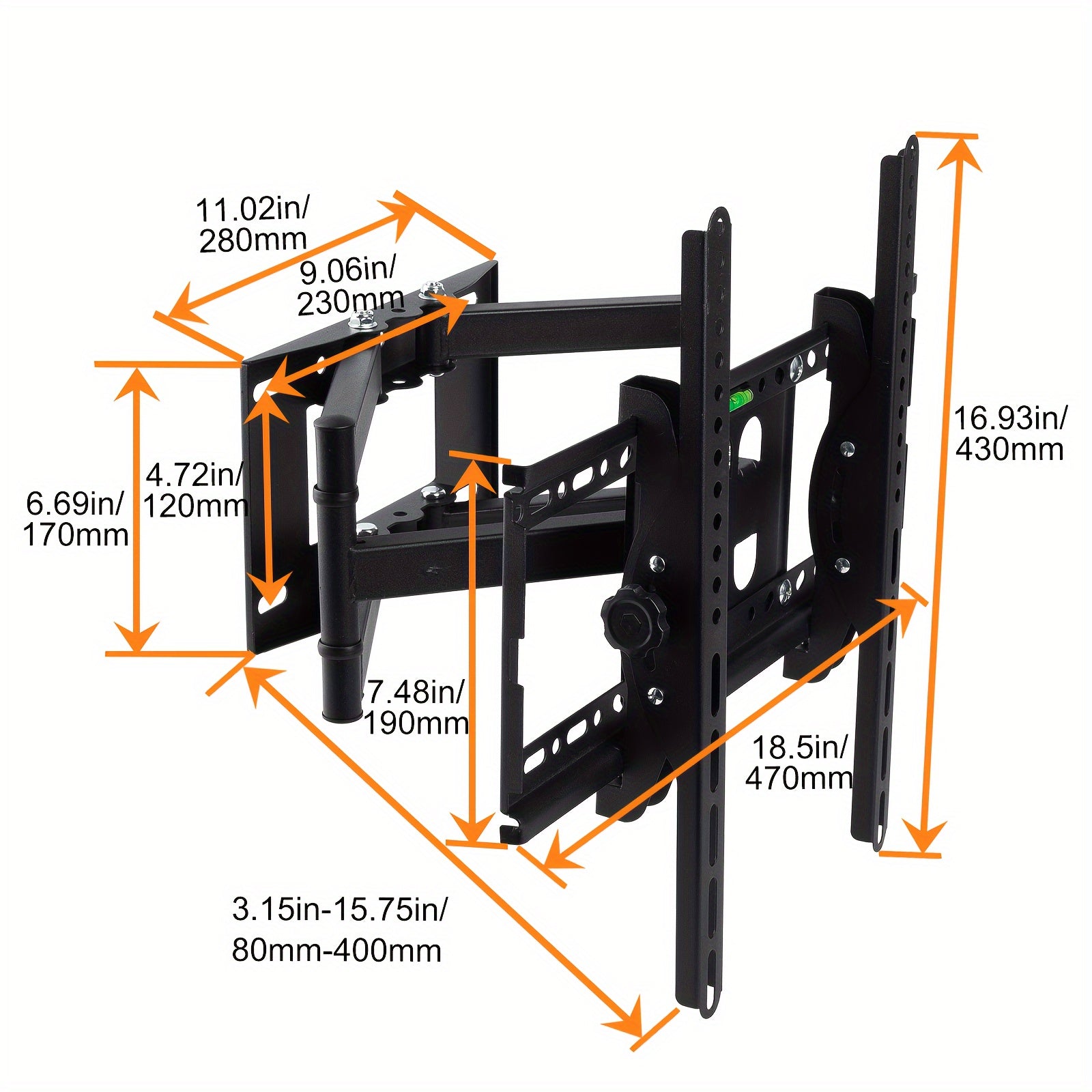 Регулируемый кронштейн для настенного крепления телевизора Full Motion — совместим с экранами 26–70 дюймов, поворачивается и наклоняется, поддерживает VESA 600x400 мм, грузоподъемность 49,9 кг