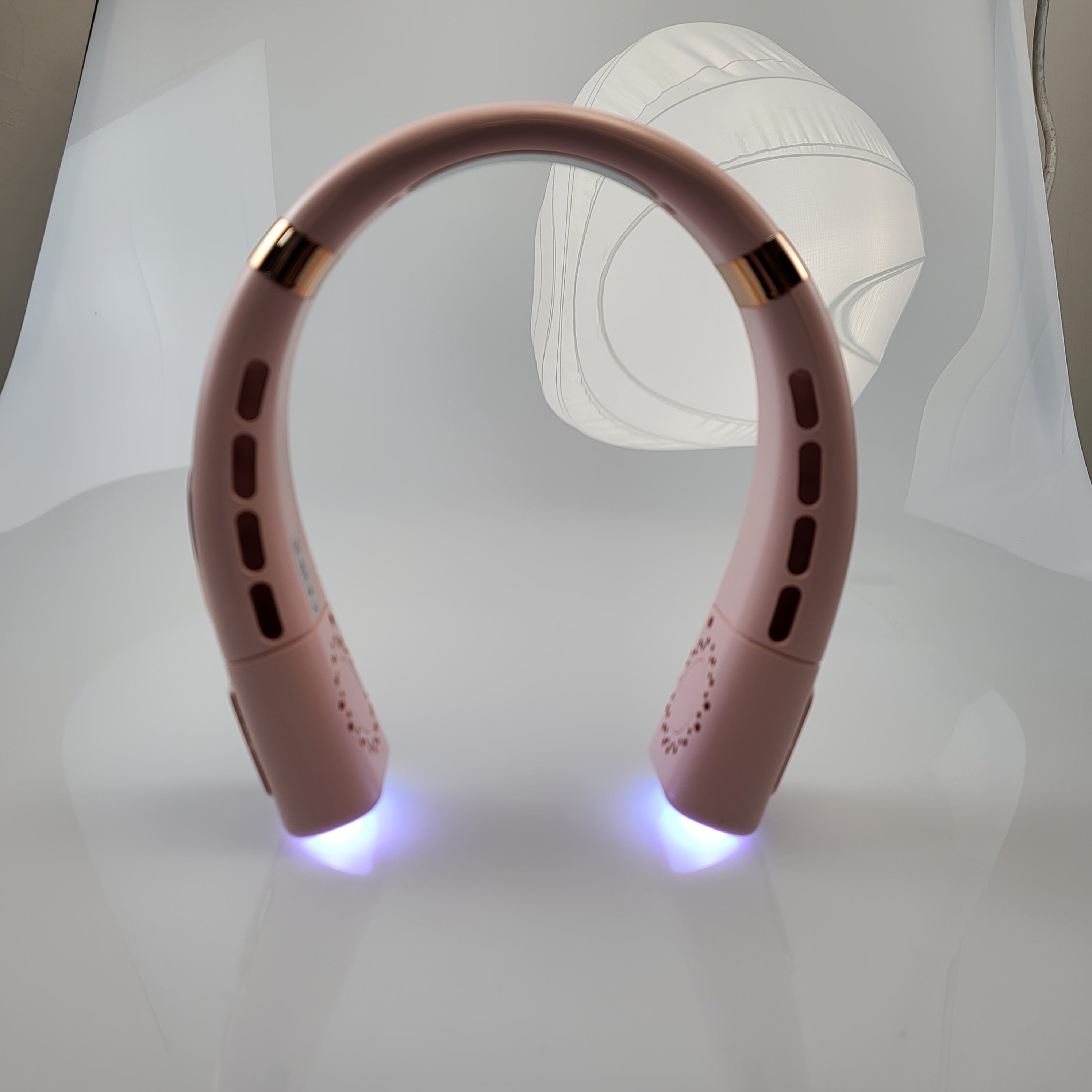 Portable Neck Fan with 5 Speeds, Rechargeable Battery, LED Light