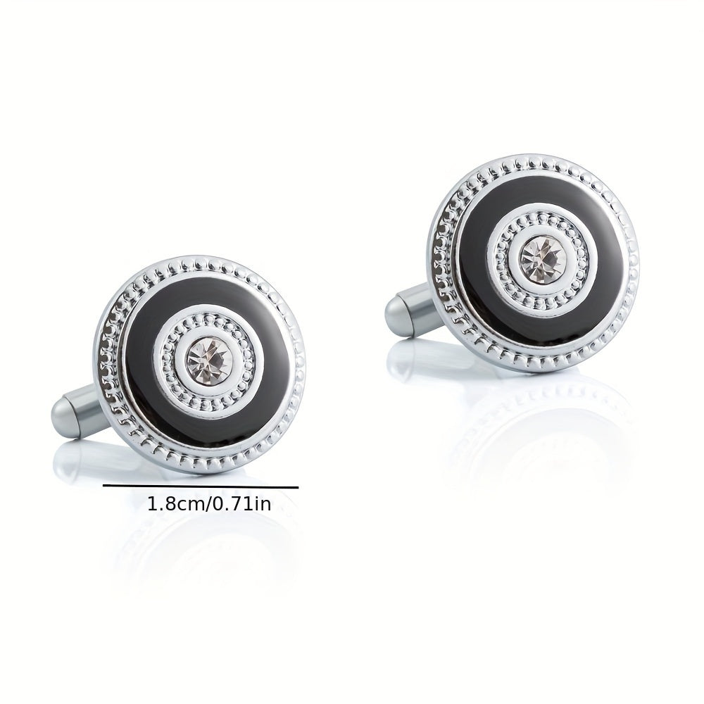 Men's Enamel Cufflinks with Faux Diamond Details Alloy Non-Woven Fabric Pair