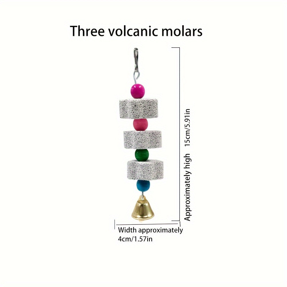 To‘g‘riqni maydalash toshi, qush qafasida gullar shaklida qo‘ng‘iroq bezakli mineral o‘yinchoq.