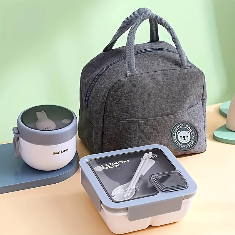 3-Piece Large Capacity Oxford Cloth Storage Bags for Lunch and Organizer in Bright Pink Grey Blue Green