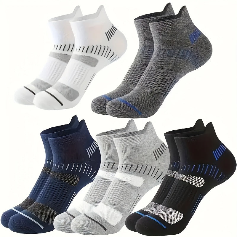 Men's Breathable Striped Ankle Socks 5 Pairs Fall Casual Hosiery