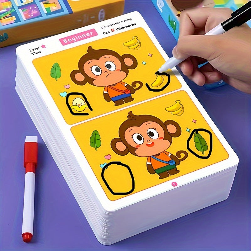 Kids Concentration Puzzle Game with Erasable Picture Cards