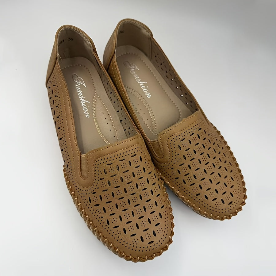 Women's Slip-On Loafers Breathable PU Casual Shoes All-Season White