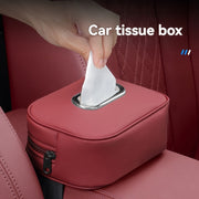 PU Leather Car Tissue Box Holder Multi-Functional Vehicle Organizer