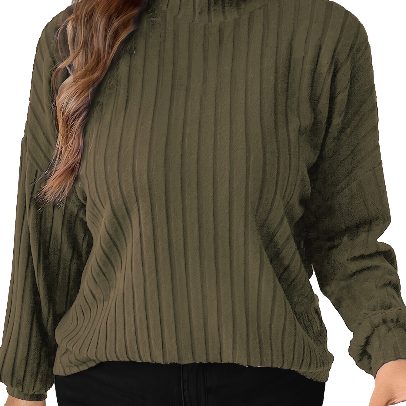 Women's Fall Winter Solid Color Loose Fit Hoodie Long Sleeve Top Small High Collar Drop Shoulder Plaid