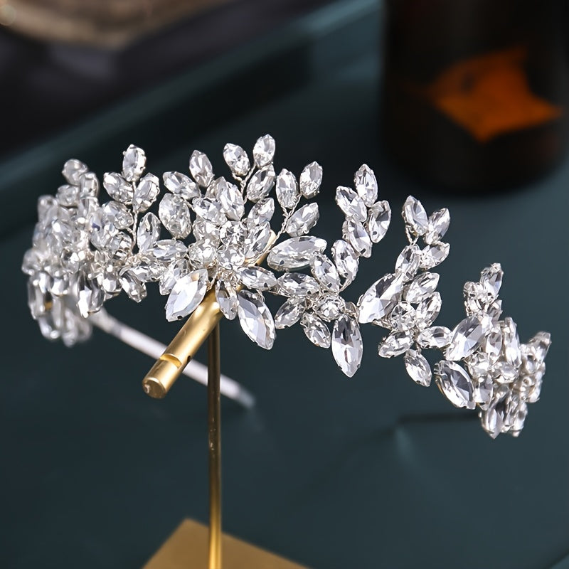 Bridal Headband Crystal Rhinestone Flower Wedding Hair Accessory for Women