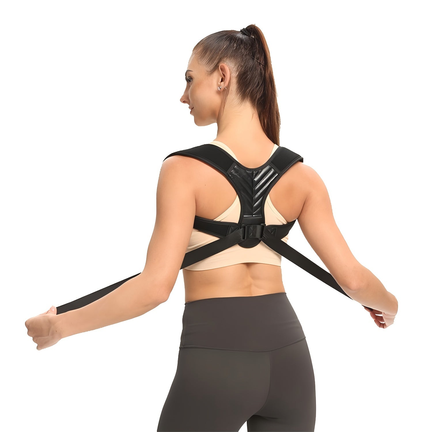 Posture Corrector Strap for Back Support and Alignment Polyester Solid Color Sports Tank Top