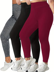 Women High-Waist Yoga Leggings Solid Color Stretchy Butt-Lifting Workout Tights