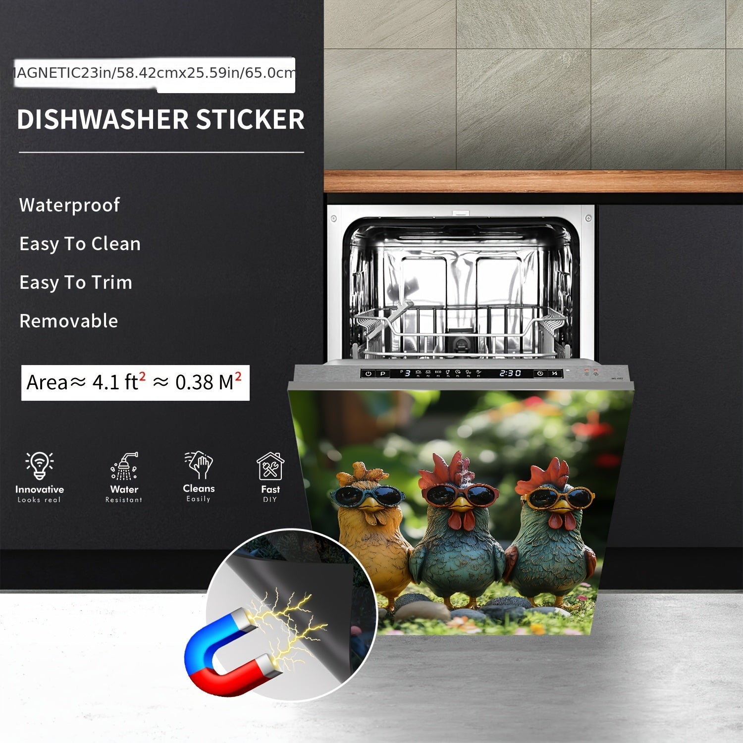 Qumli magnitli idish-tovoq qopqog'i, fermaxona oshxona dekoratsiyasi uchun 58x66 sm