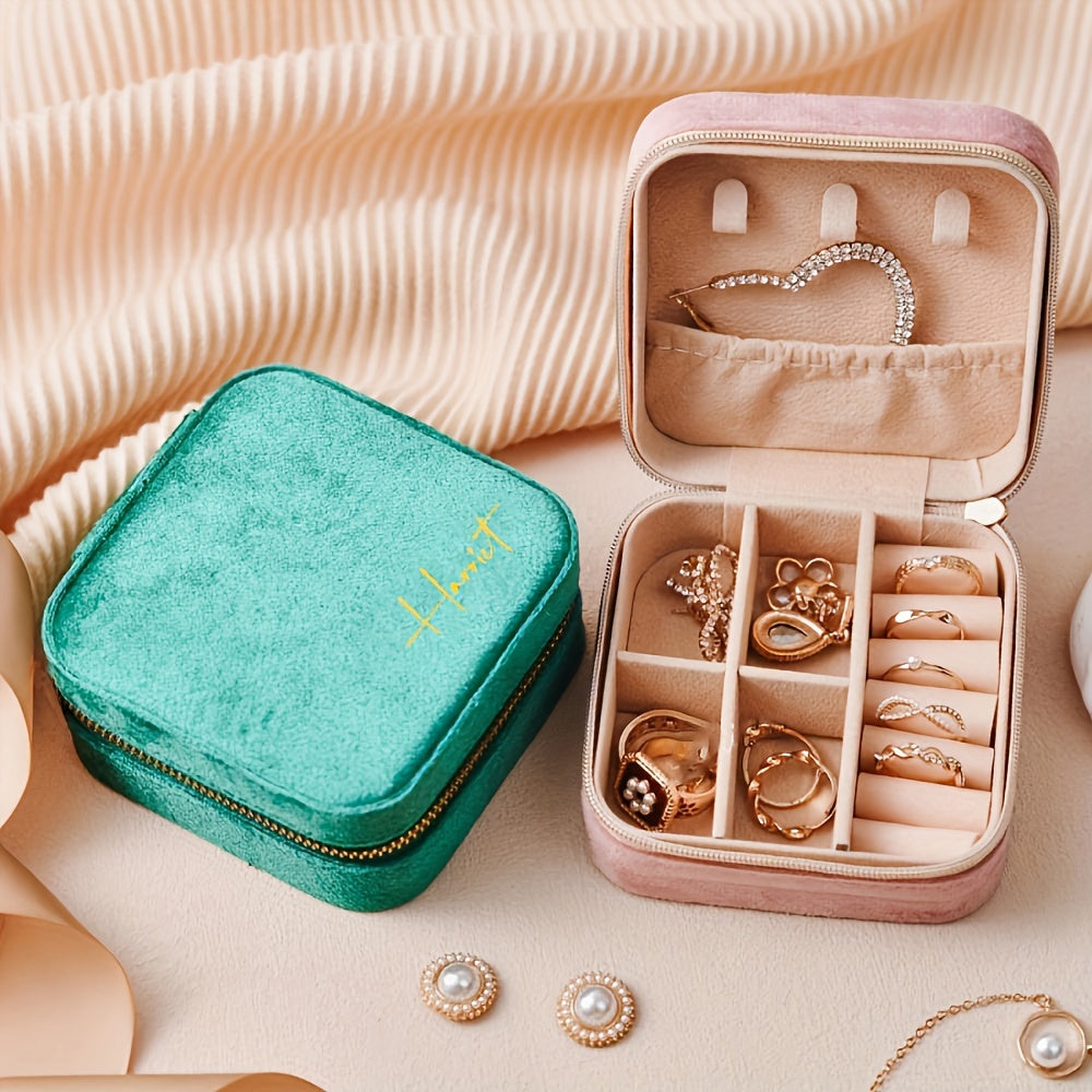 Индивидуальный тканевый дорожный ювелирный ящик с гравировкой на заказ о цветке рождения для подружек невесты или подарка на день рождения