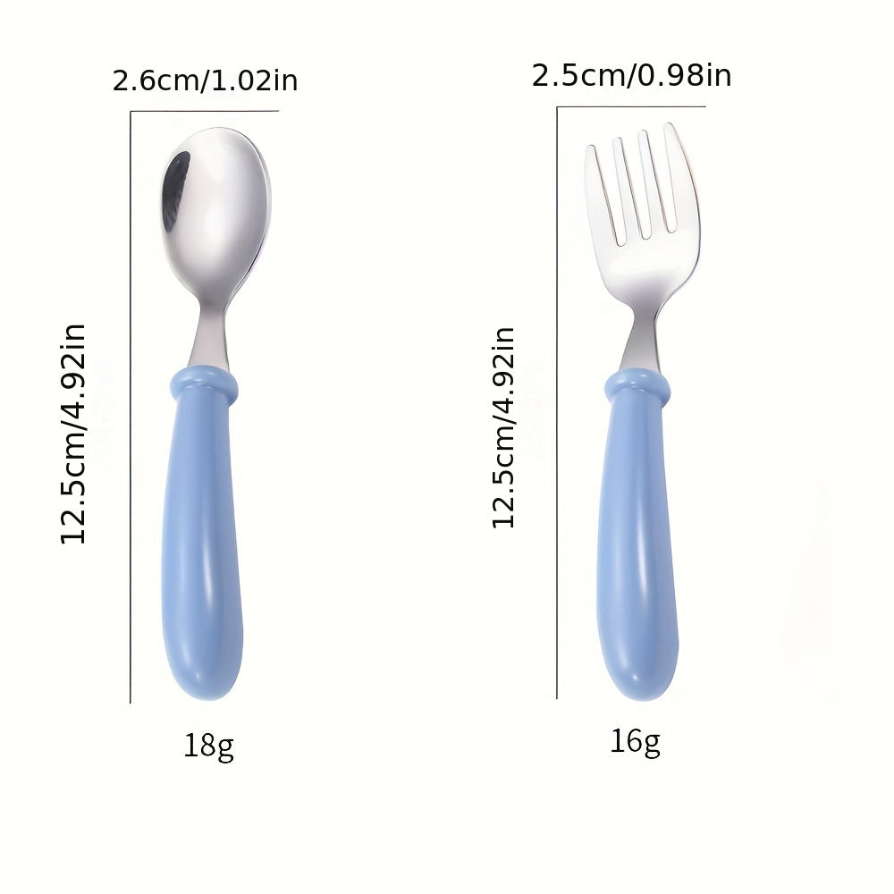 6-Piece Stainless Steel Flatware Set for Kids with BPA-Free Handles and Rounded Edges