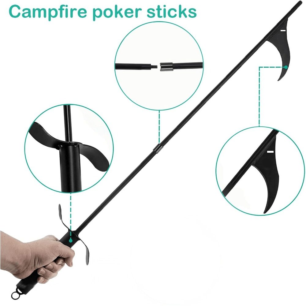 Durable Steel Fire Poker and Fireplace Tongs Set for Indoor Outdoor Use