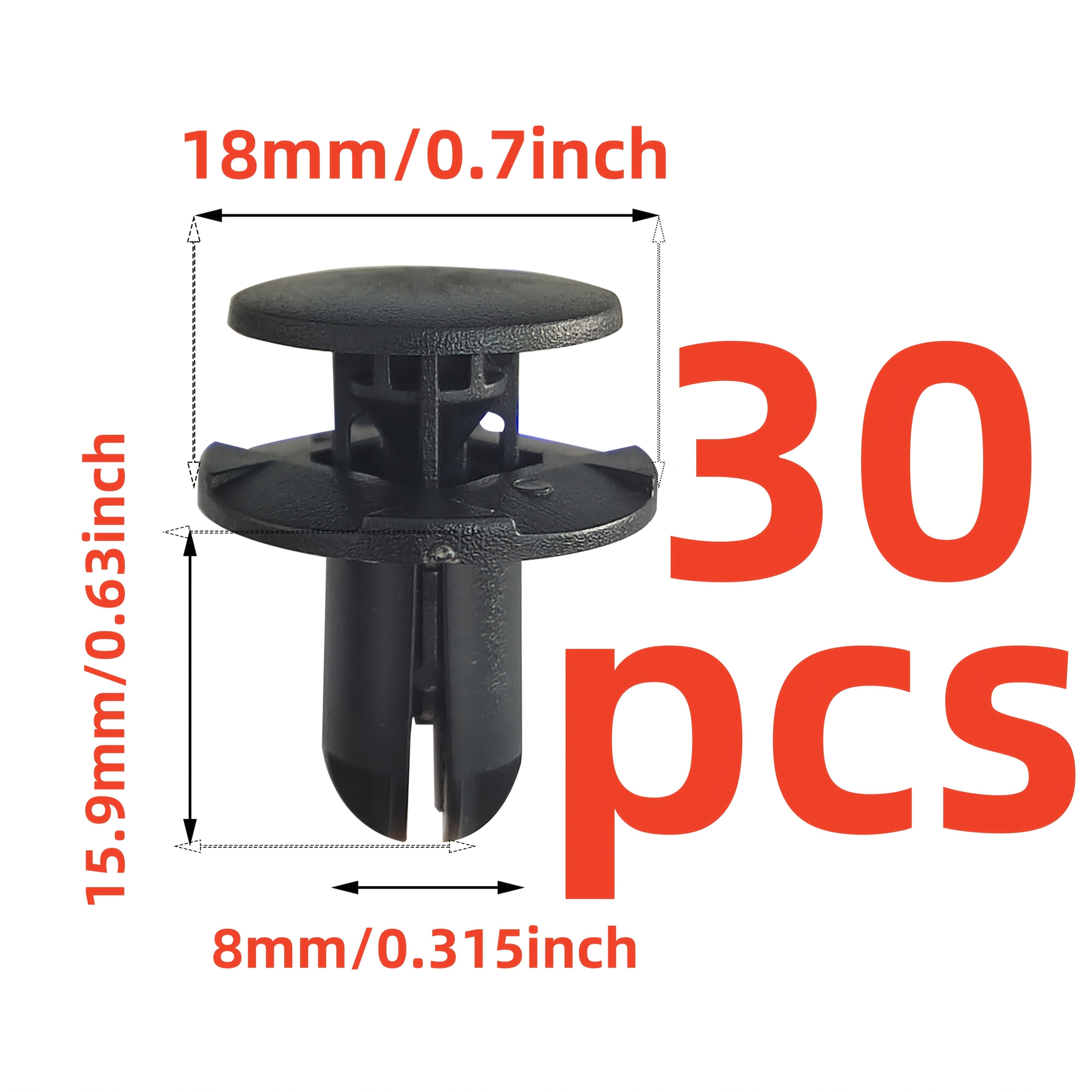 Pack de 10/30/50 Clips de retención de panel de revestimiento de carrocería de plástico de tipo empuje