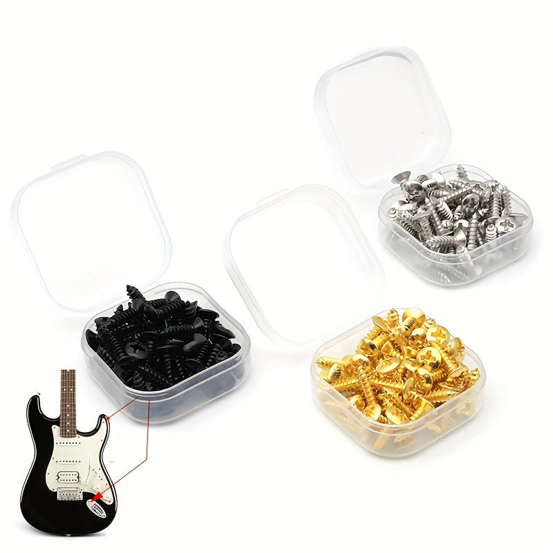 Pack of 50 Guitar Pickguard Screws for Electric Guitar and Bass with Picks and Installation Screws
