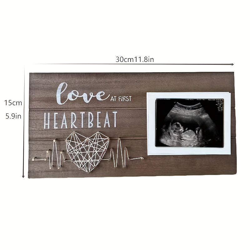 Newborn Ultrasound Keepsake Photo Frame Wooden Memory Baby Birth Gift for Pregnancy Announcement