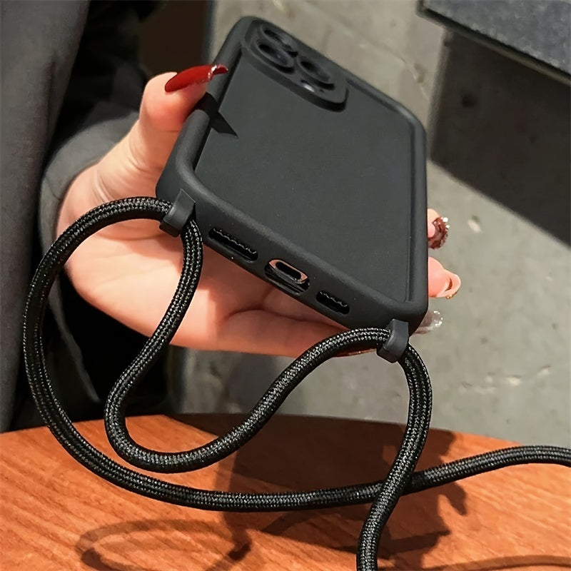 Universal iPhone Cases with Strap for Loss Prevention TPU Air Cushion Compatible with iPhone 11 12 13 14 Pro Max and 15 Pro Max