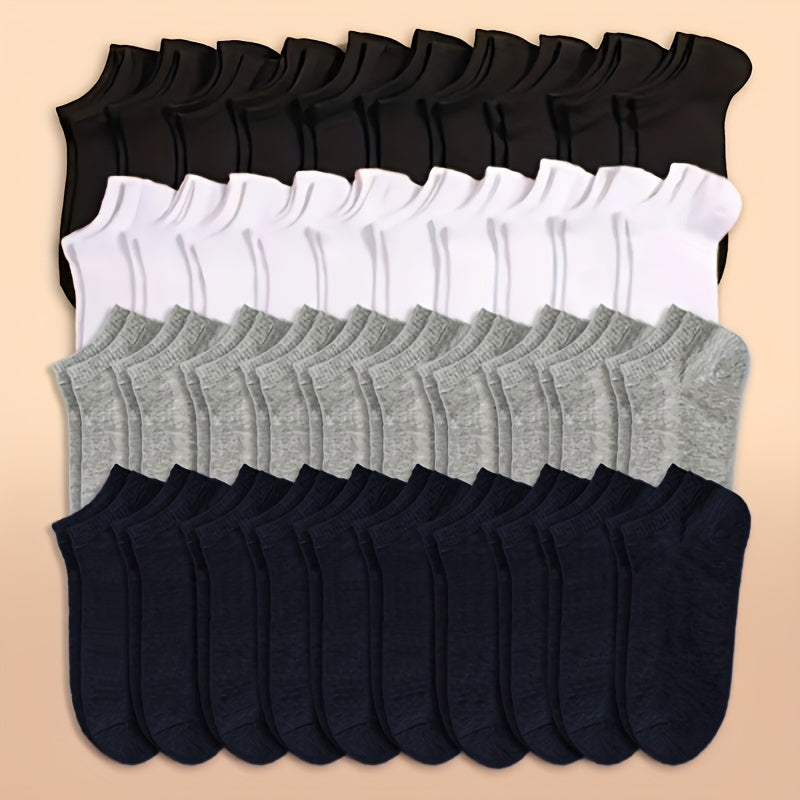 Women's Ankle Socks 10/20/40 Pairs Breathable Polyester Spandex Solid Color Lightweight Knit