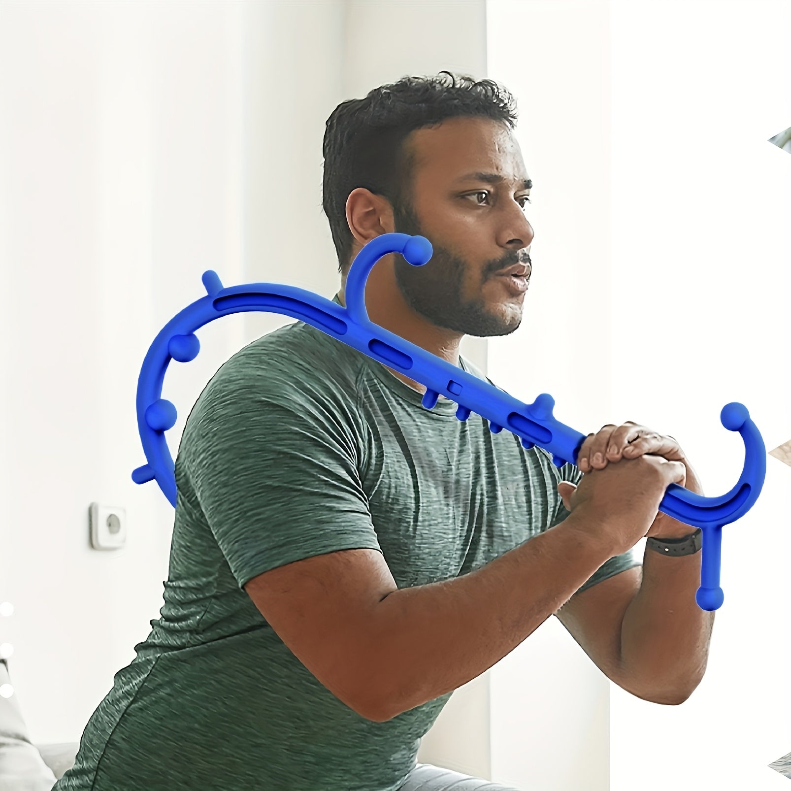 Blue Handheld Trigger Point Massage Tool for Full Body Muscle Relaxation