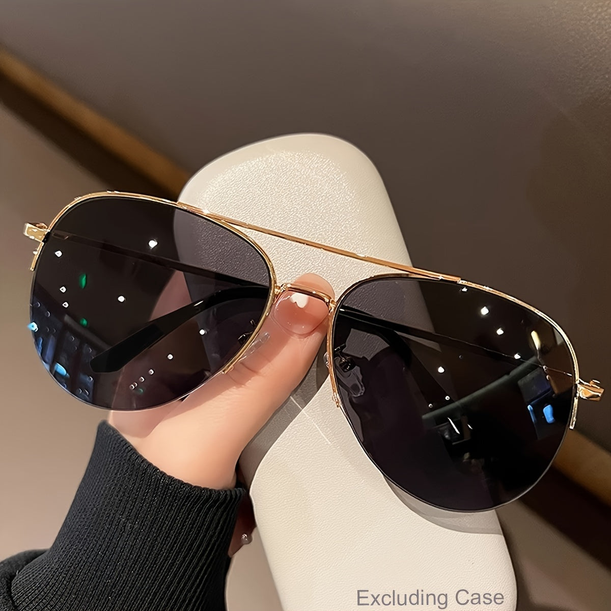 Gafas de lentes tintados unisex de marco de metal con decoración