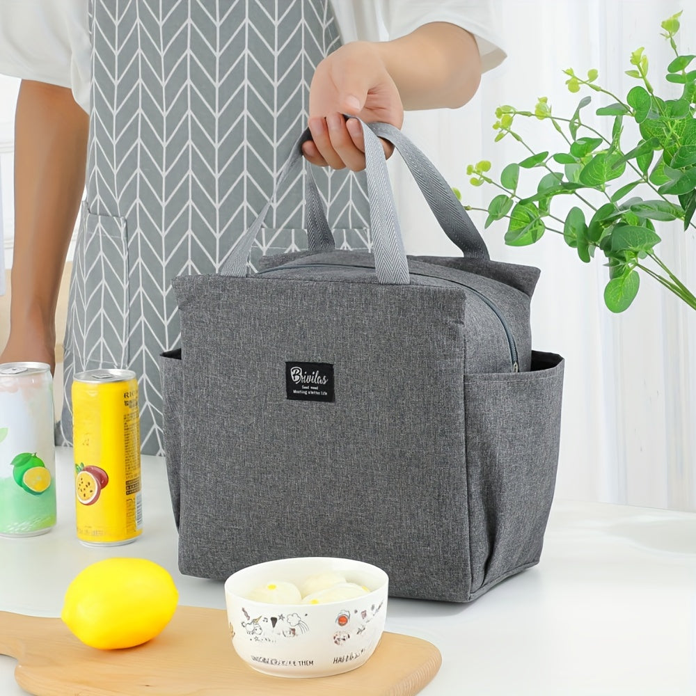 Bolsa de almuerzo aislada con cremallera para camping al aire libre y picnics, poliéster duradero