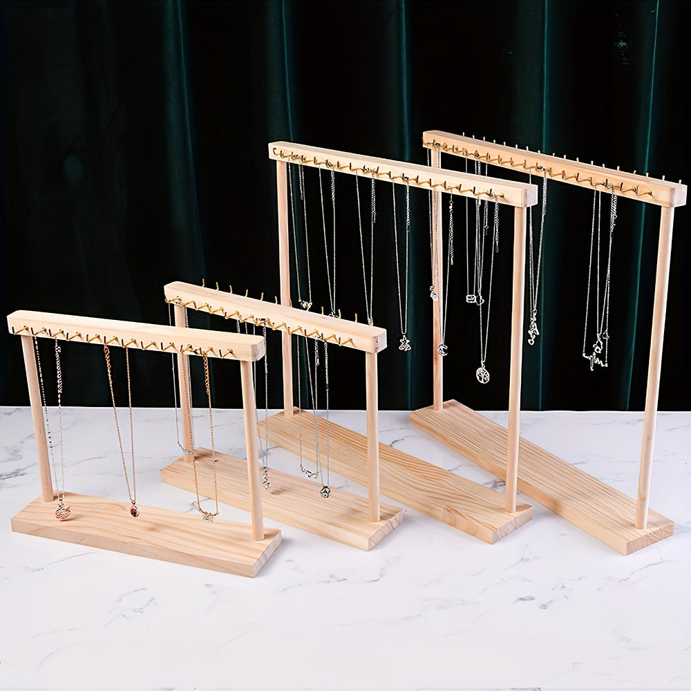 Деревянная подставка для украшений с двухсторонним держателем для ожерелий, ящик для хранения, домашний декор