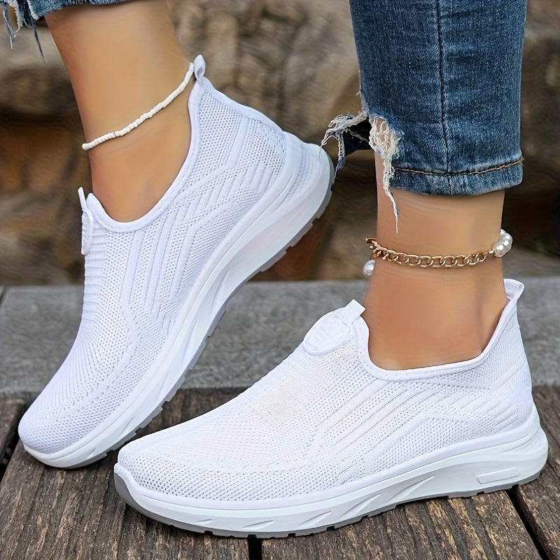 Women's Plus Size Casual Mesh Sneakers - Lightweight Breathable Slip-On Walking Shoes