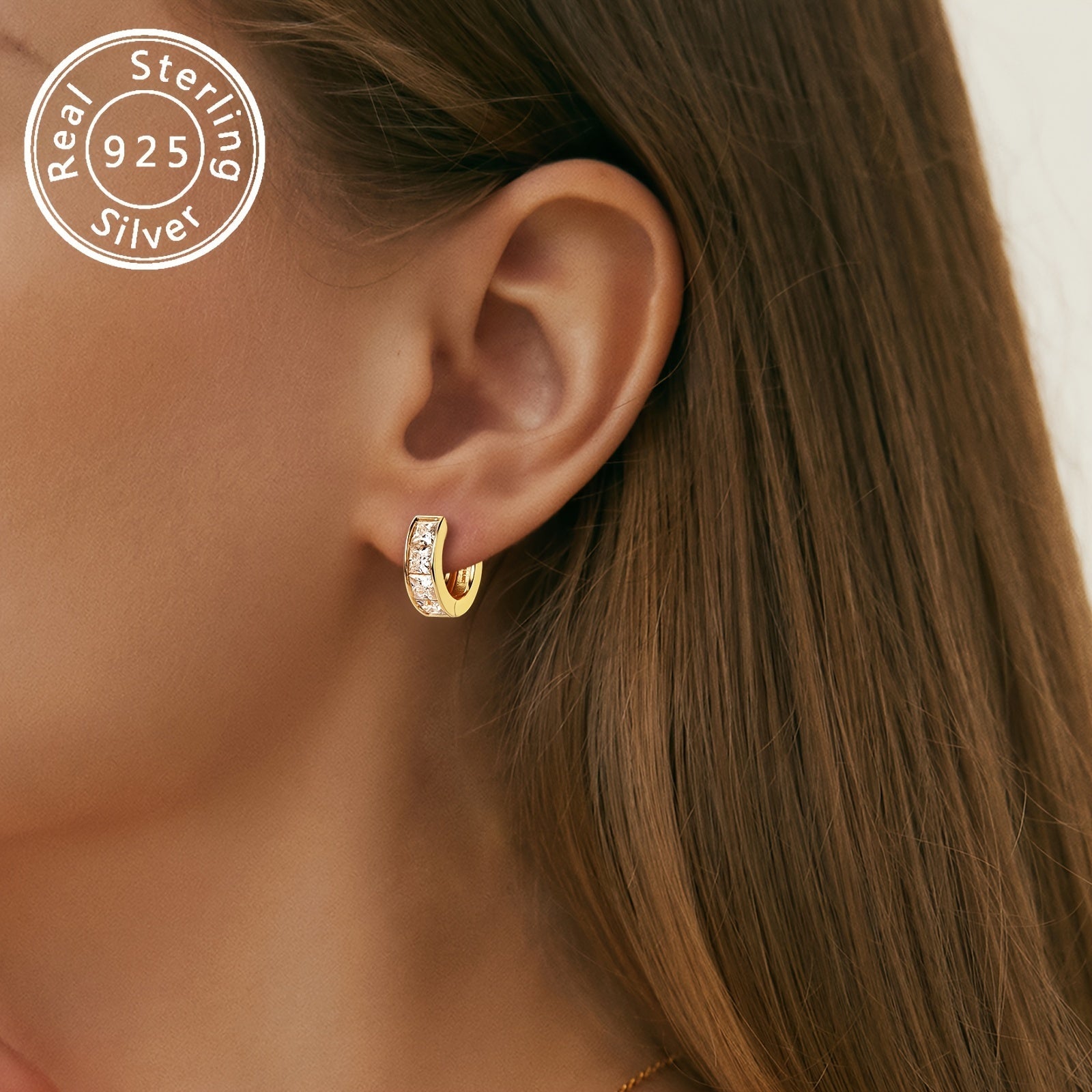 Elegant Silver Earrings with Moissanite Square Cut Irregular Design for Women