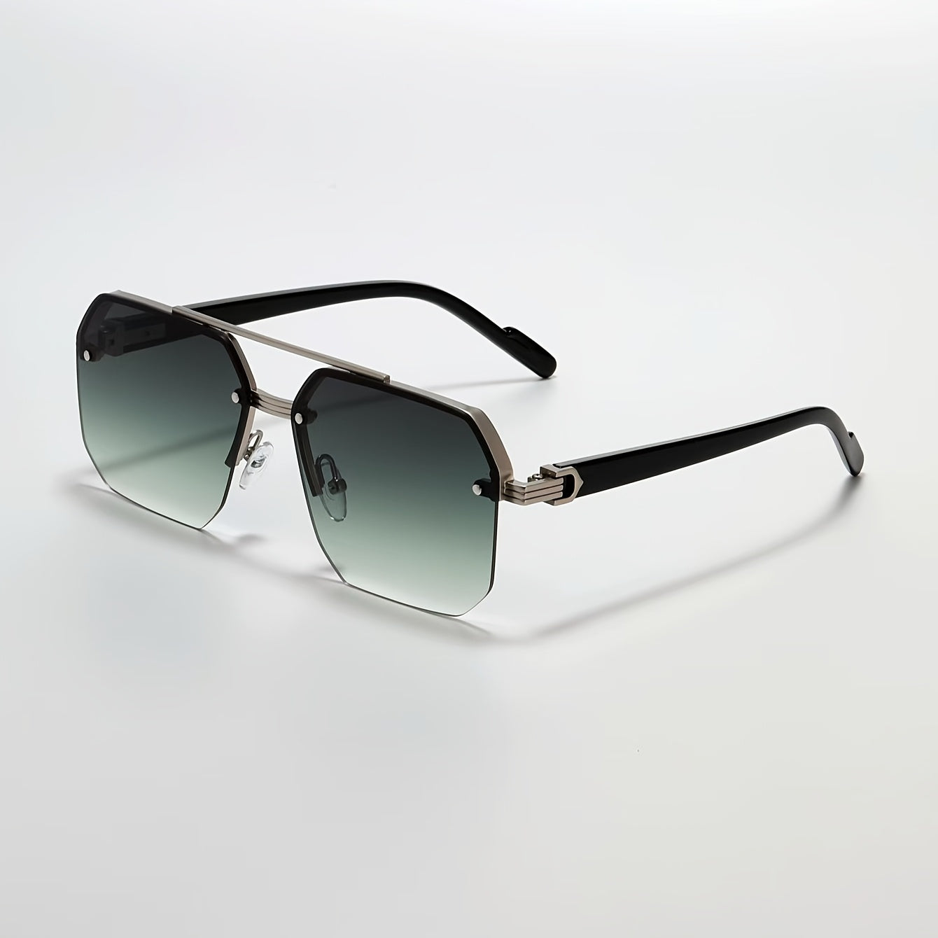 Men's Half-Frame Glasses Polygon Design Double Bridge Durable Zinc Alloy for Golf Hiking