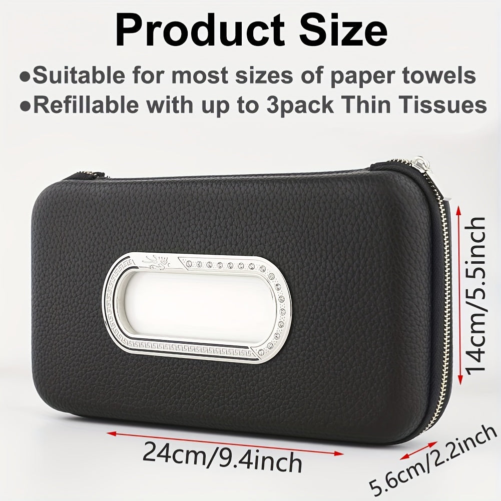 Car Sun Visor Tissue Holder Car Accessory Leather Napkin Box Storage