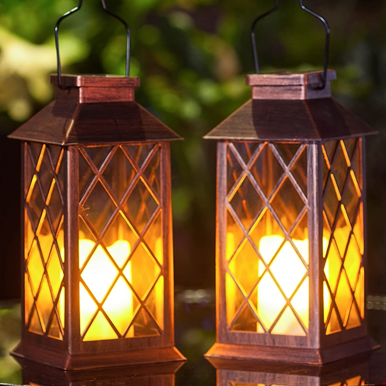Solar Powered Outdoor Candle Light with Built-in LED Hanging Garden Yard Patio Porch