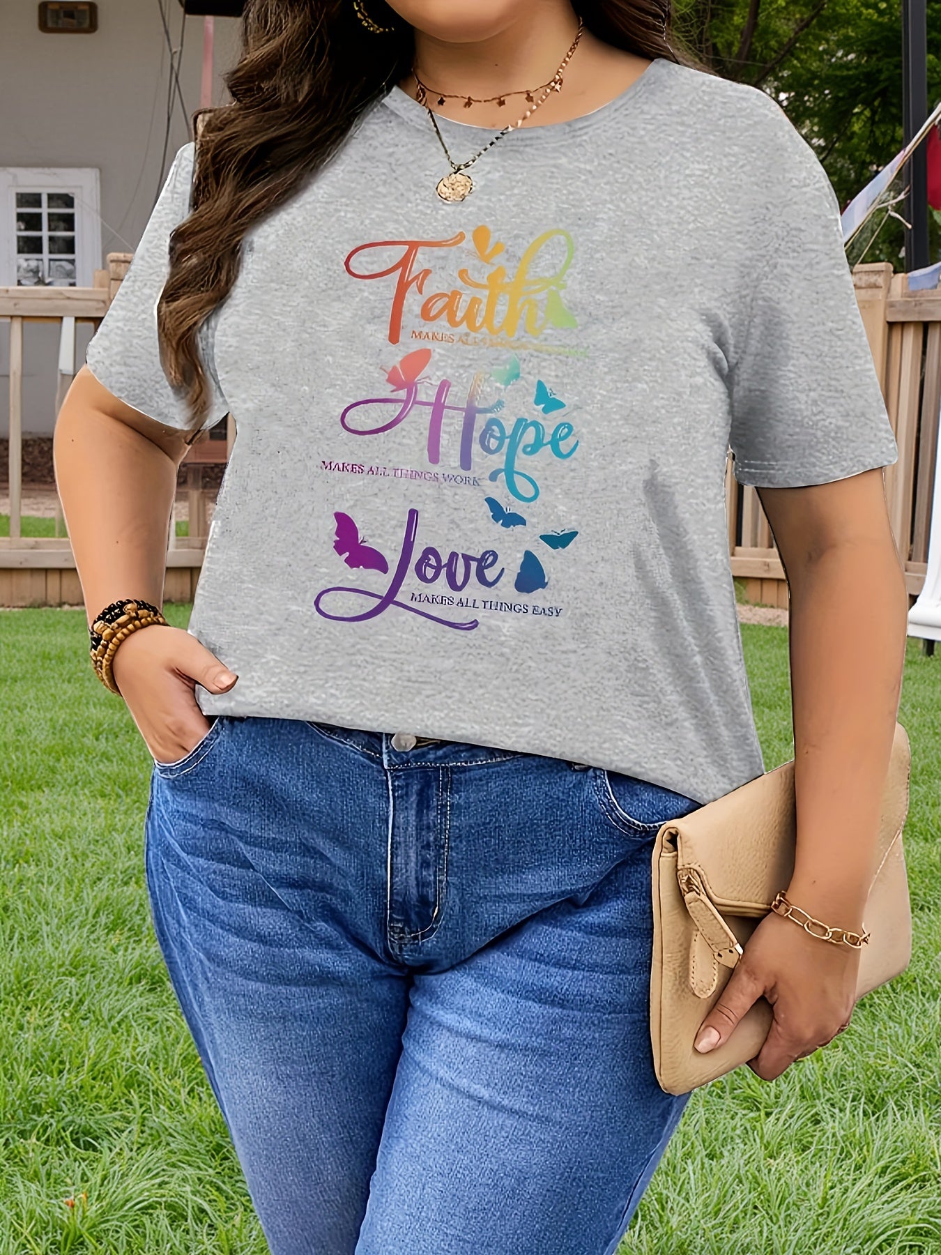 Women's Plus Size Short Sleeve T-Shirt Polyester Knit Crew Neck Summer Top Black