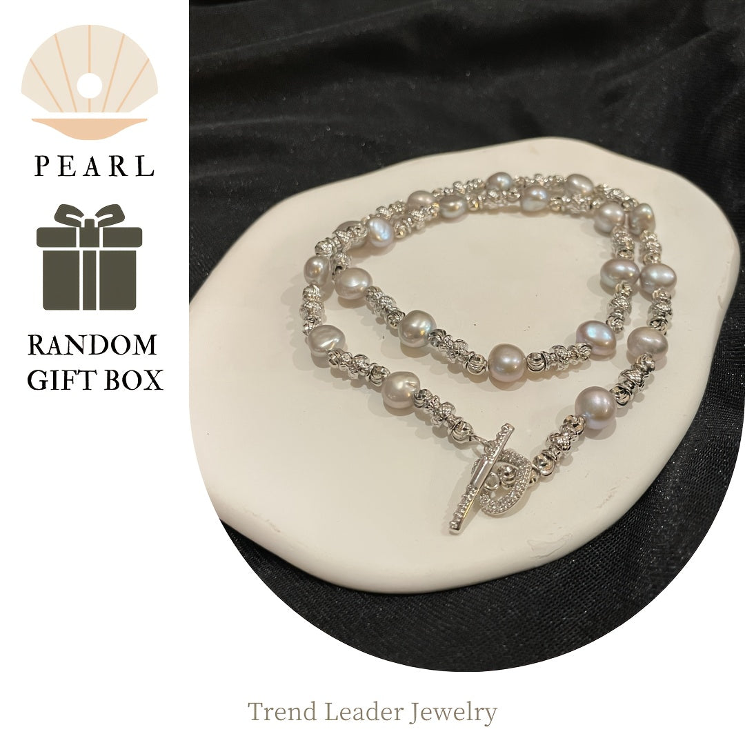 Freshwater Pearl Necklace with Zirconia Heart Clasp and Natural Pearls for Women