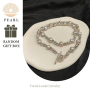 Freshwater Pearl Necklace with Zirconia Heart Clasp and Natural Pearls for Women