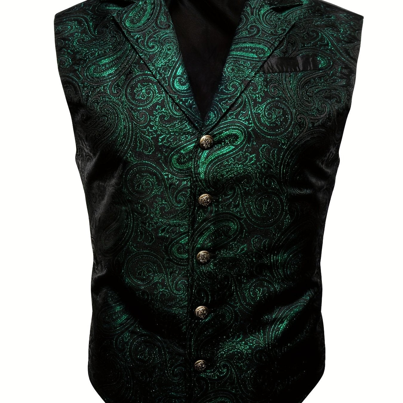Large Green Satin Jacquard Floral Vest for Victorian Steampunk Gothic Events