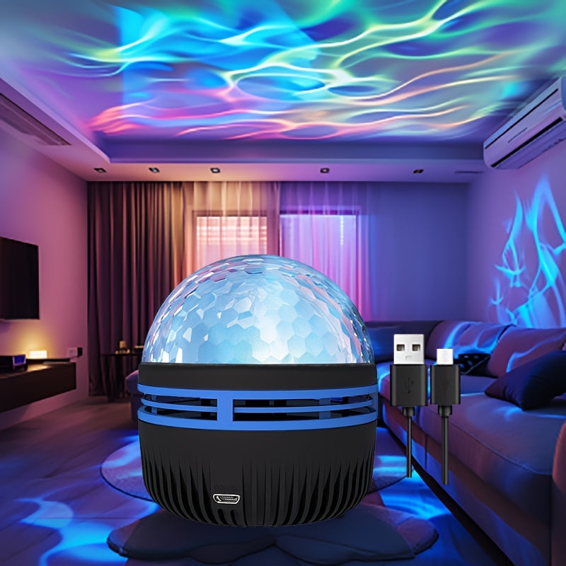 Night Light Projector with Ocean Waves Black USB Powered for Bedroom Home Theater