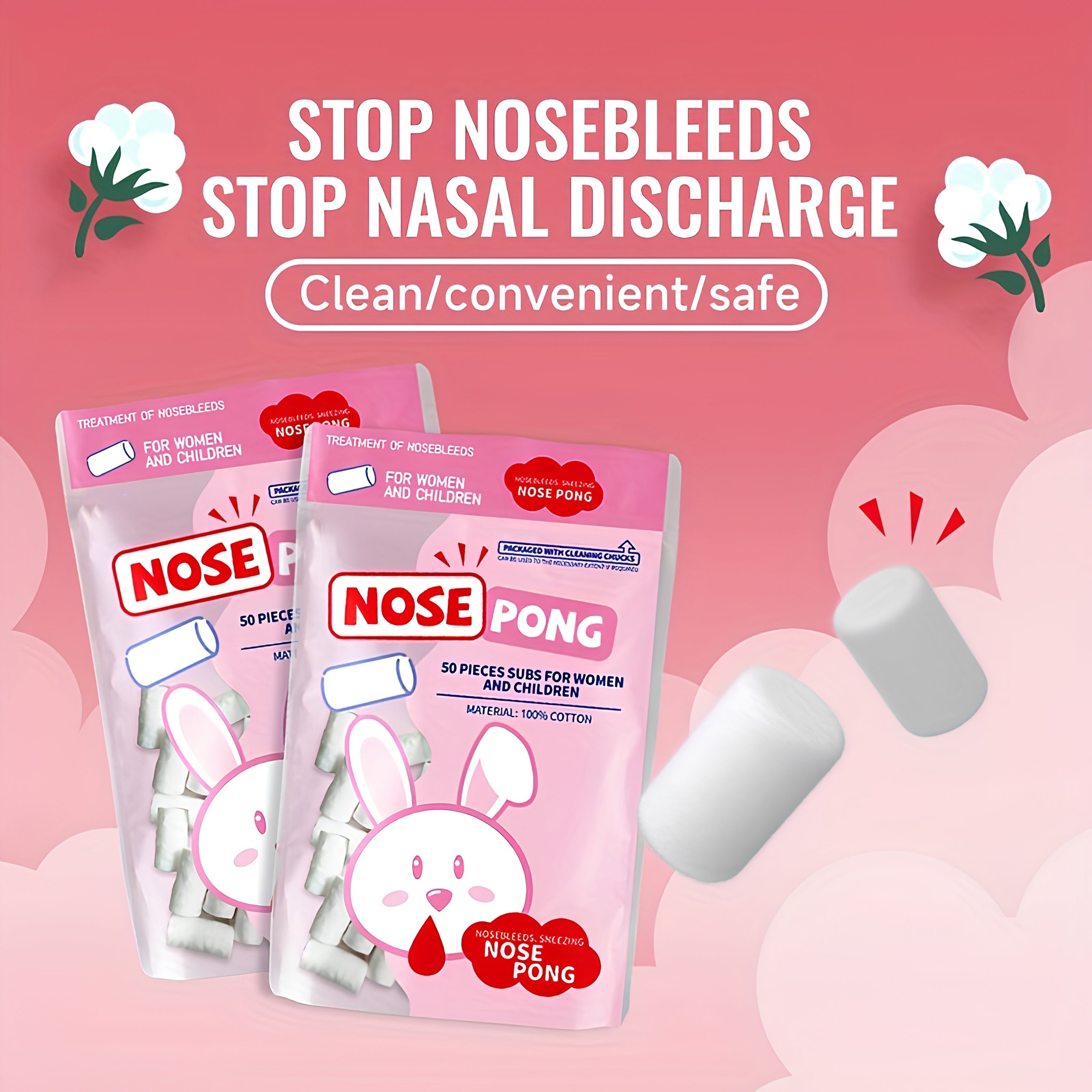 50pcs Cotton Nosebleed Cotton Balls for Children and Adults White