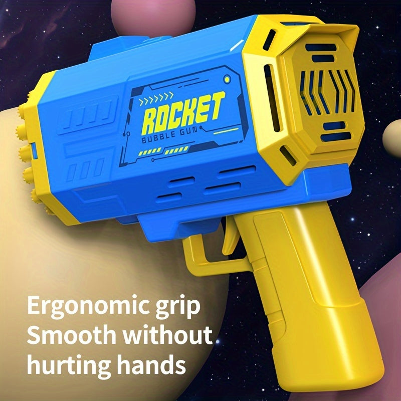 Yozgi partiyalar va tug'ilgan kunlar uchun 40 teshik, rang-barang pufak oqimlari va mexanik uslubga ega portativ elektr pufak quroli o'yinchoq. Batareyalar va pufak eritmasi kiritilmagan. Xavfsiz va qiziqarli.