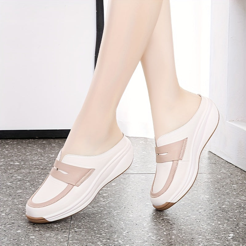 Women's Wedge Mules Platform Slides Open Toe Breathable Vacation