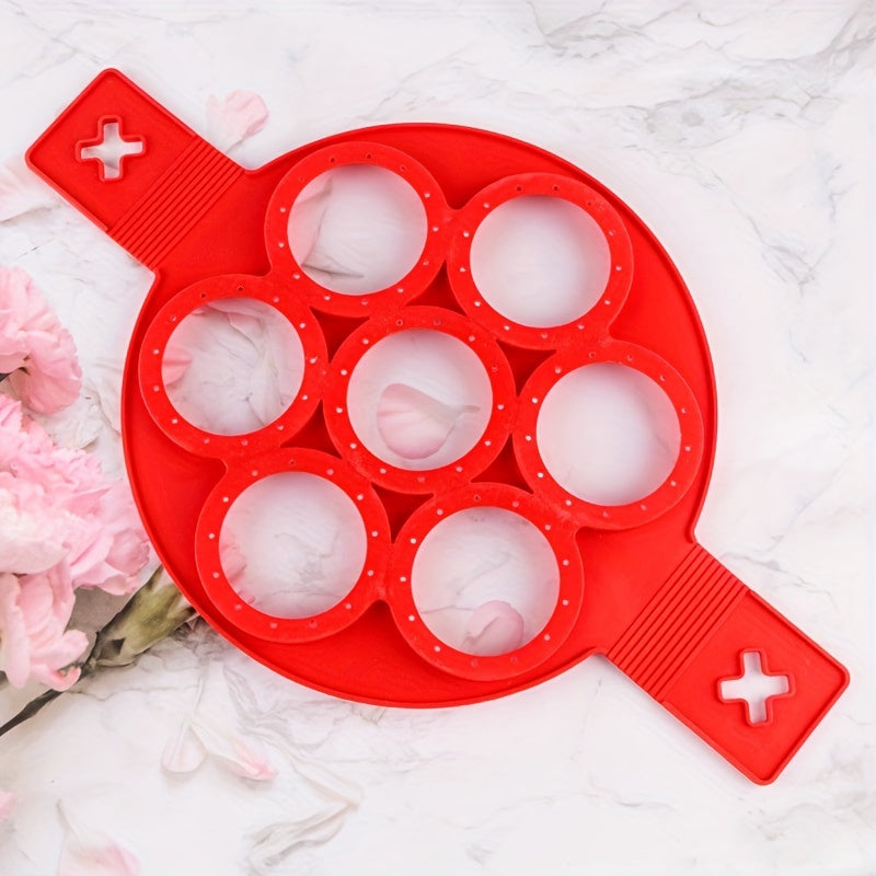 Silicone Pancake Mold 7-Circle Non-Stick Egg Ring for Breakfast Cooking