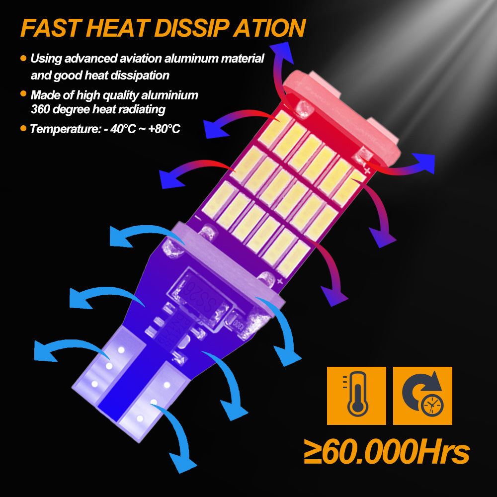 2Pcs T15 W16W 921 912 Car LED Turn Signal Bulb White 12V Backup Parking