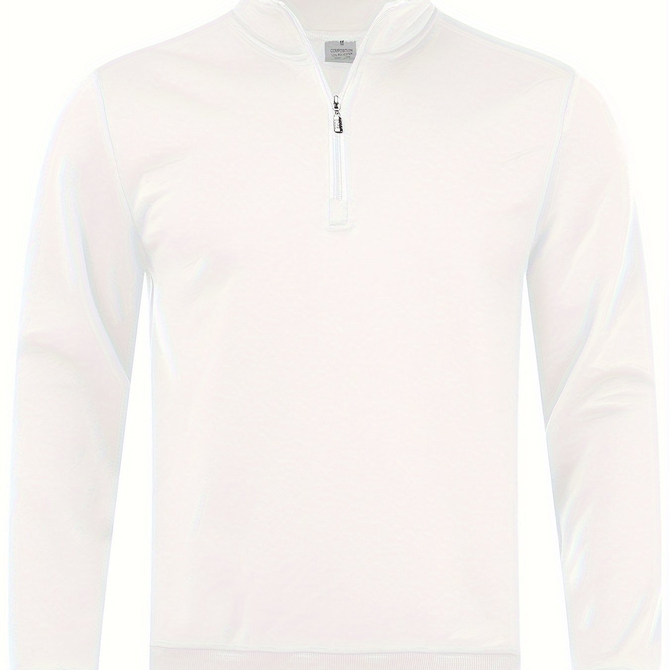 Men's Slim Fit Black Fleece Pullover with Quarter Zip Mock Neck Casual Long Sleeve Polyester