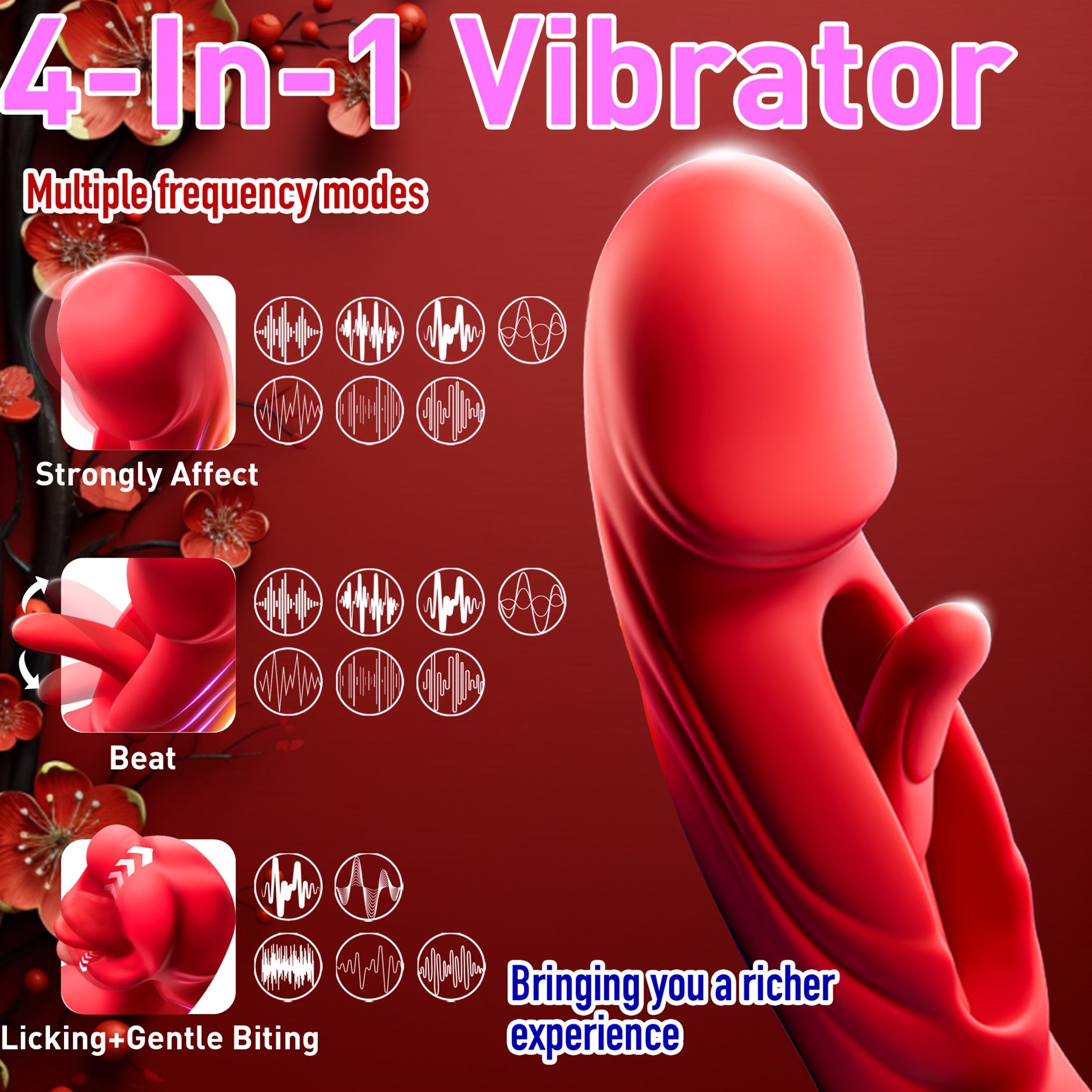 Women's Purple 4-in-1 Vibrating Clitoral Stimulator with 7 Modes