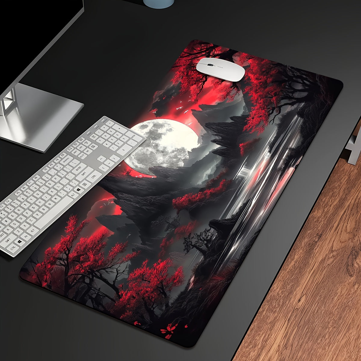 Large Dark Moon Gaming Keyboard Pad with Non-Slip Rubber Base and Precision Stitching
