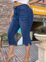 Plus Size Women’s Elastic Split Pants Slim Fit Black Large