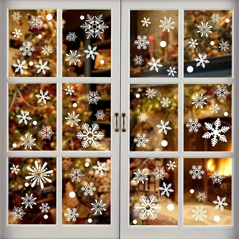 Double-Sided Christmas Decals for Windows Winter Holiday Decor Snowflake Clings